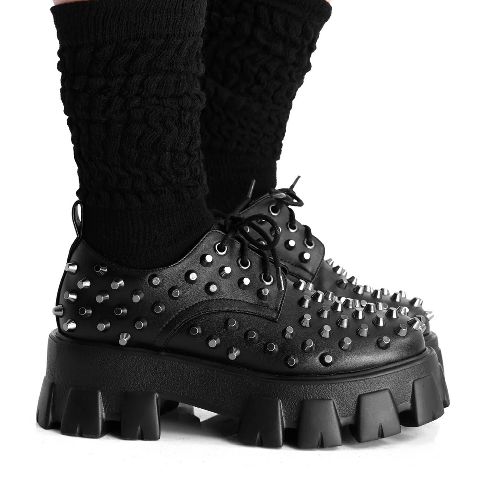 Foxblood studded platform Oxford